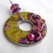 beaded metal washer pendant necklace with purple grapes
