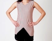 Summer stripe dress recycled pink black triangle Small Medium -Ready to ship-