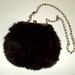 Genuine Fur Handbag Purse with Chain Dark Brown Vintage 1960's SALE
