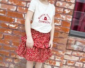 Red Horseshoe Print Ruffle Skirt - Embroidered Tee - Boutique - Cowgirl