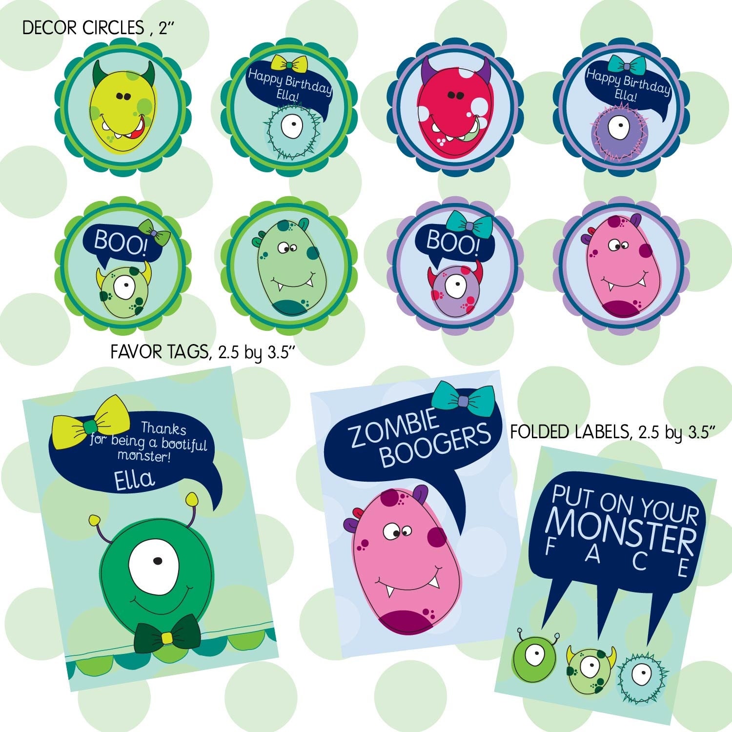 Monster ball cupcake toppers/ party circles/ decor circles Il_170x135