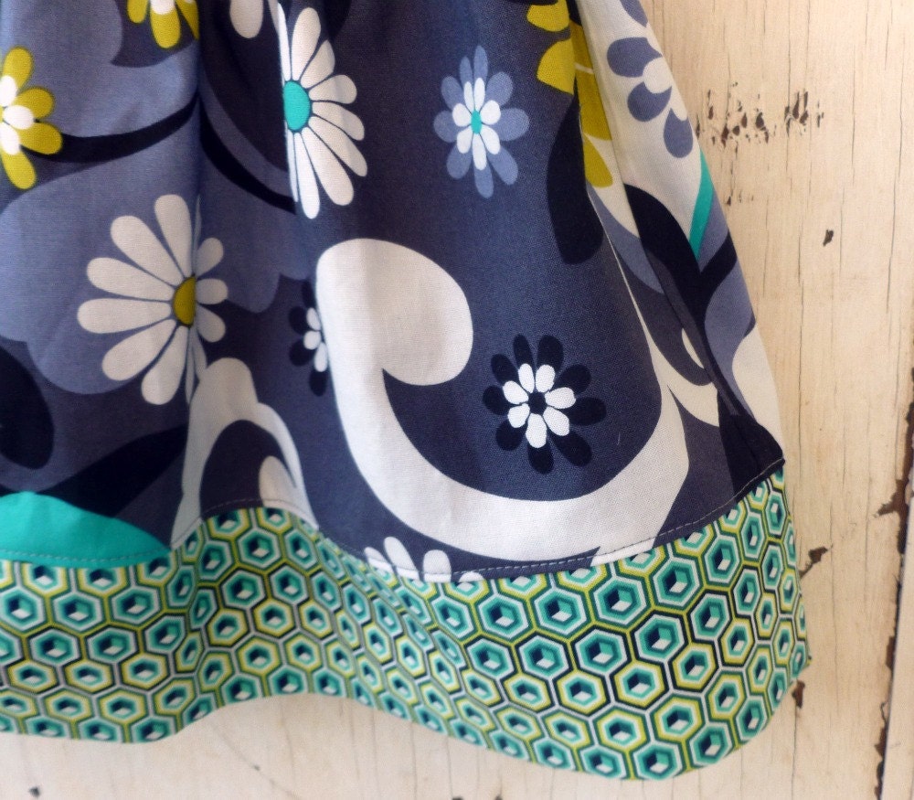 Girls Twirl Skirt in Shades of Black, Grey, White, yellow and Teal