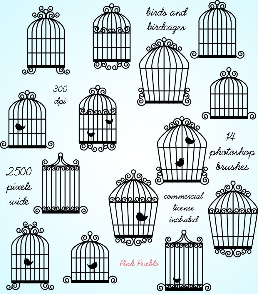 Birdcages Photoshop Brushes Birdcages Silhouettes Photoshop Brushes - Commercial Use