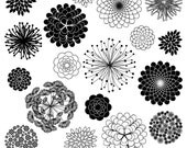 Flower Silhouettes 2 Clipart Clip Art, Flower Clipart Clip Art - Commercial and Personal Use
