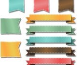 Banners Clip Art Clipart, Retro Banners 2 Clip Art Clipart - Commercial and Personal Use
