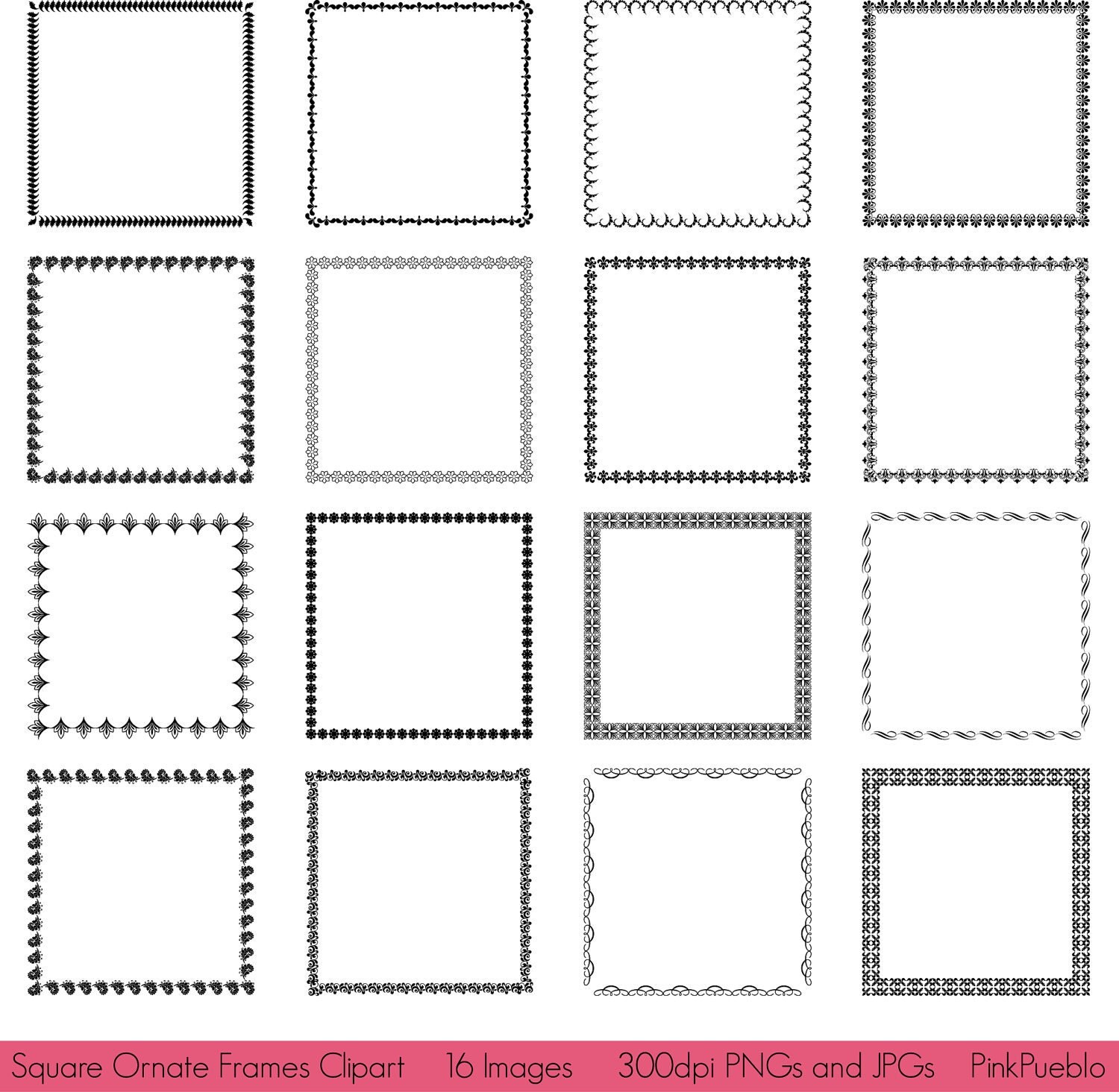 Square Frames Clipart Clip Art, Square Ornate Frames Clipart Clip Art - Commercial and Personal Use