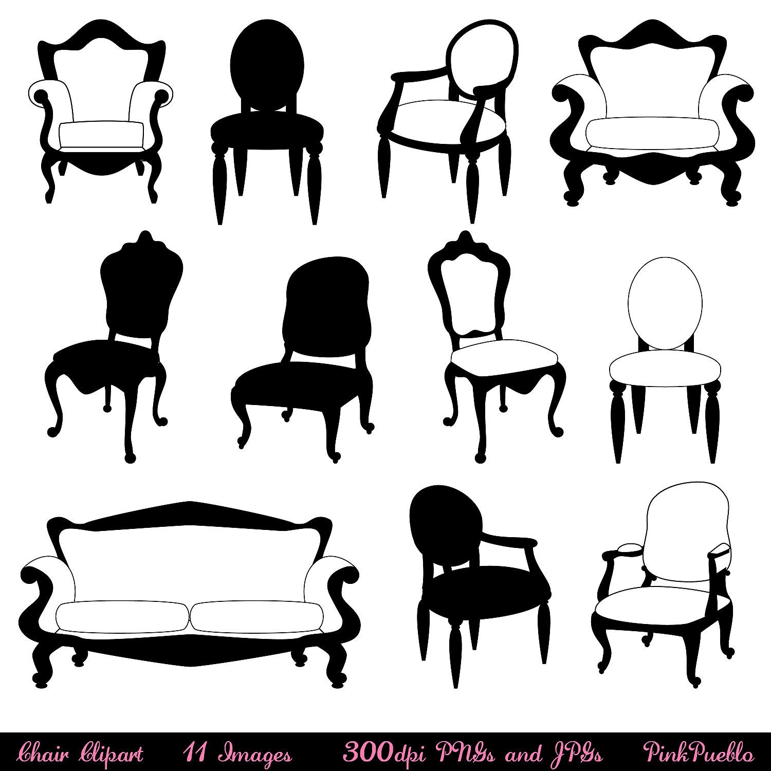 Chair Clip Art Clipart Chair Silhouettes Furniture By Pinkpueblo 