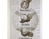 Baseball Pitcher Grips on a Vintage Dictionary Page