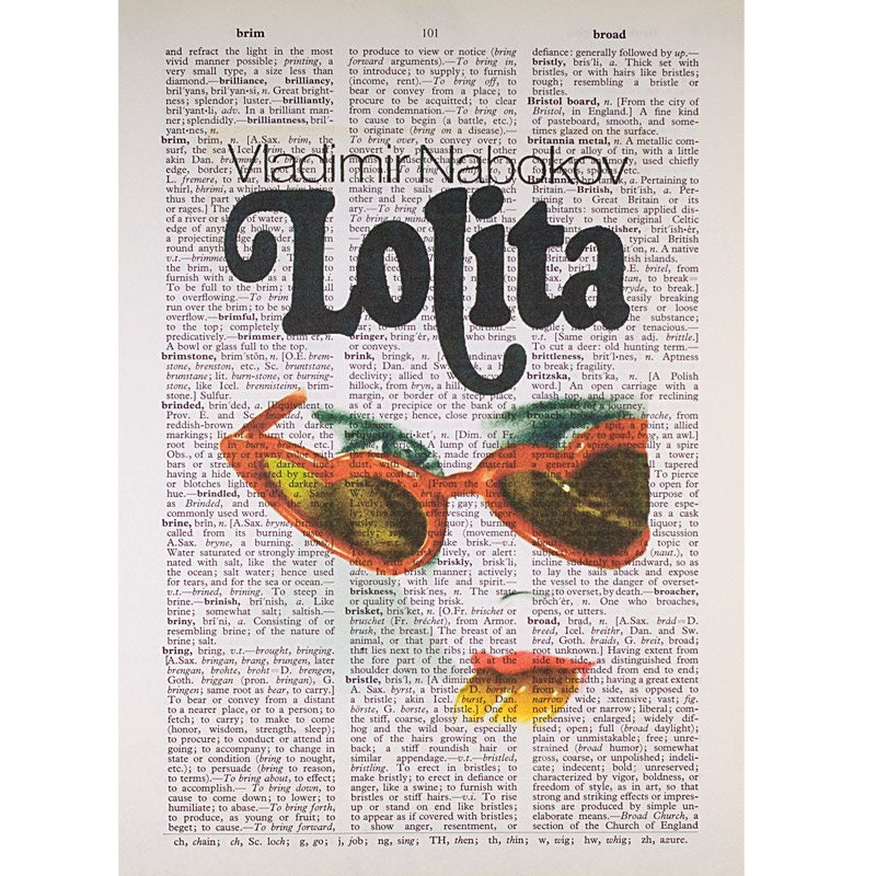 Lolita (Red Glasses) on a Vintage Dictionary Page