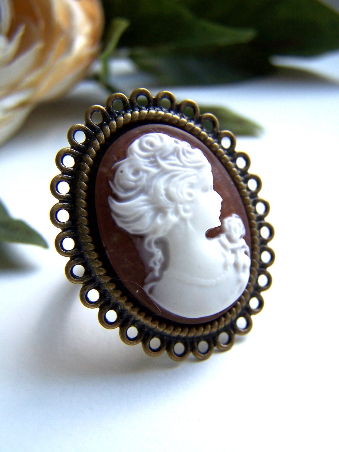 the brown lady cameo ring.