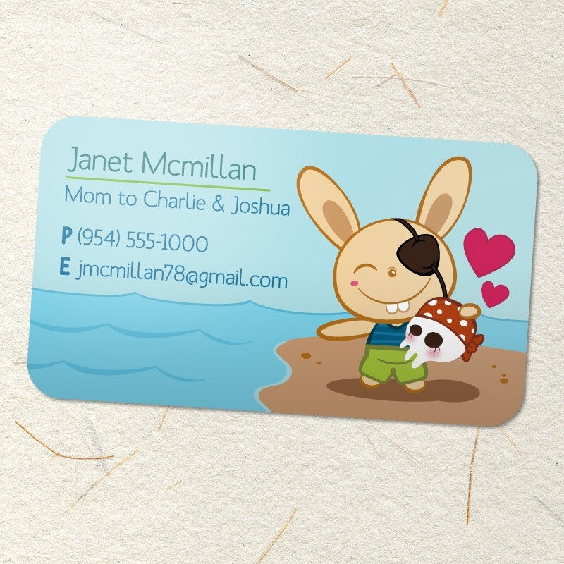 Customized Calling Cards for Mommy Bunny Pirate (100 cards)