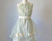 Dress /  Sage Green   / Vintage lace / Ruffles / Romantic / Dreamy / Soft  / Sleeveless  / Bridesmaids / Wedding  / Flowy / Delicate