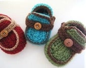Boy's Moccasins Crochet Baby Booties Pattern ( pdf pattern for sale) 4 sizes