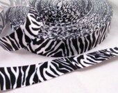 1 Yards 7/8" Zebra Print Ribbon in black & white