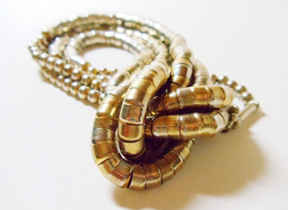 Liquid Gold Silver Necklace- Double Strand- Disco- 30 Inches- Vintage- 1980