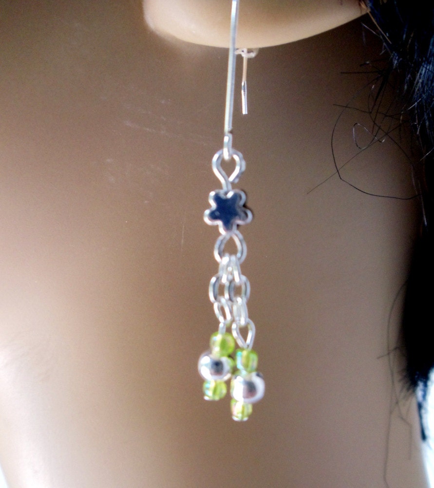 Wire Wrapped Daisy Necklace Set- Green Faceted-  2 Piece Set - Handmade Jewelry