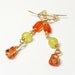 Carnelian Olive Jade Dangle Earrings- Wire Wrapped- Gold- Gemstone- Handmade Jewelry