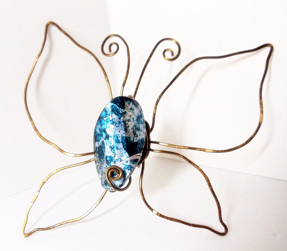 Butterfly Scarf Pin- Magnetic Brooch- Hat Pin- Antique Brass- Handmade Jewelry