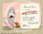 Pretty Vintage Ballerina Invitation - Girl Birthday Card - Customizable - Print your own