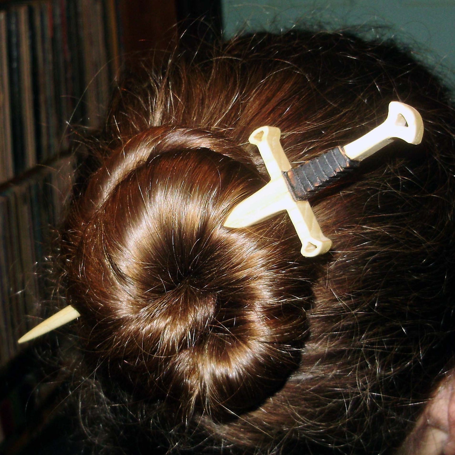 Hair Stick - Fantasy Sword 1 Hair Toy  in Oak