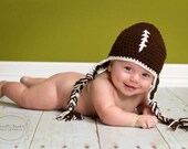 SALE - Save 15% -Football Hat - Baby Hat - Baby Boy Earflap Hat -0 - 3 months- Baby Football Hat - Baby Hats - by JoJosBootique