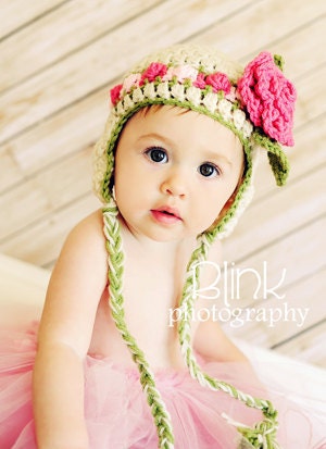 Baby Girl Hat Rosebud Hat Newborn Girl Hat Baby by JojosBootique