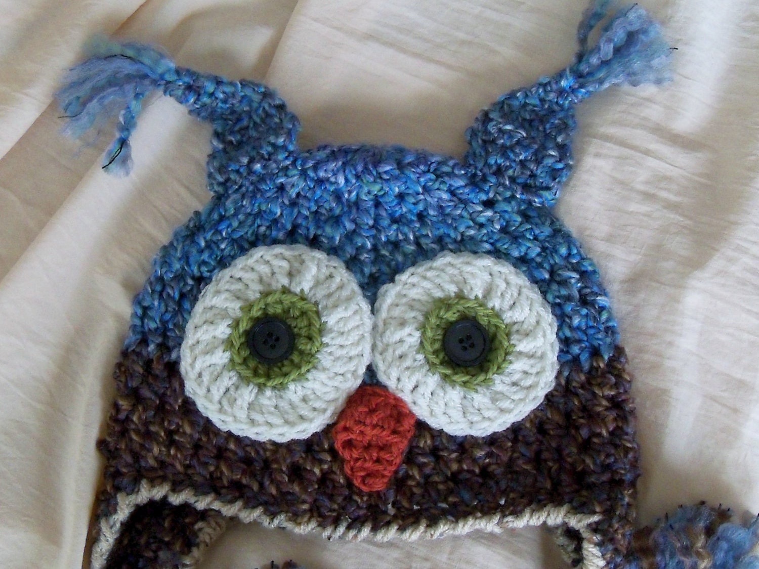READY to SHIP -Owl Hat - Baby Owl Hat - Newborn Owl Hat -Two toned Cute and Soft Earflap - by JoJosBootique