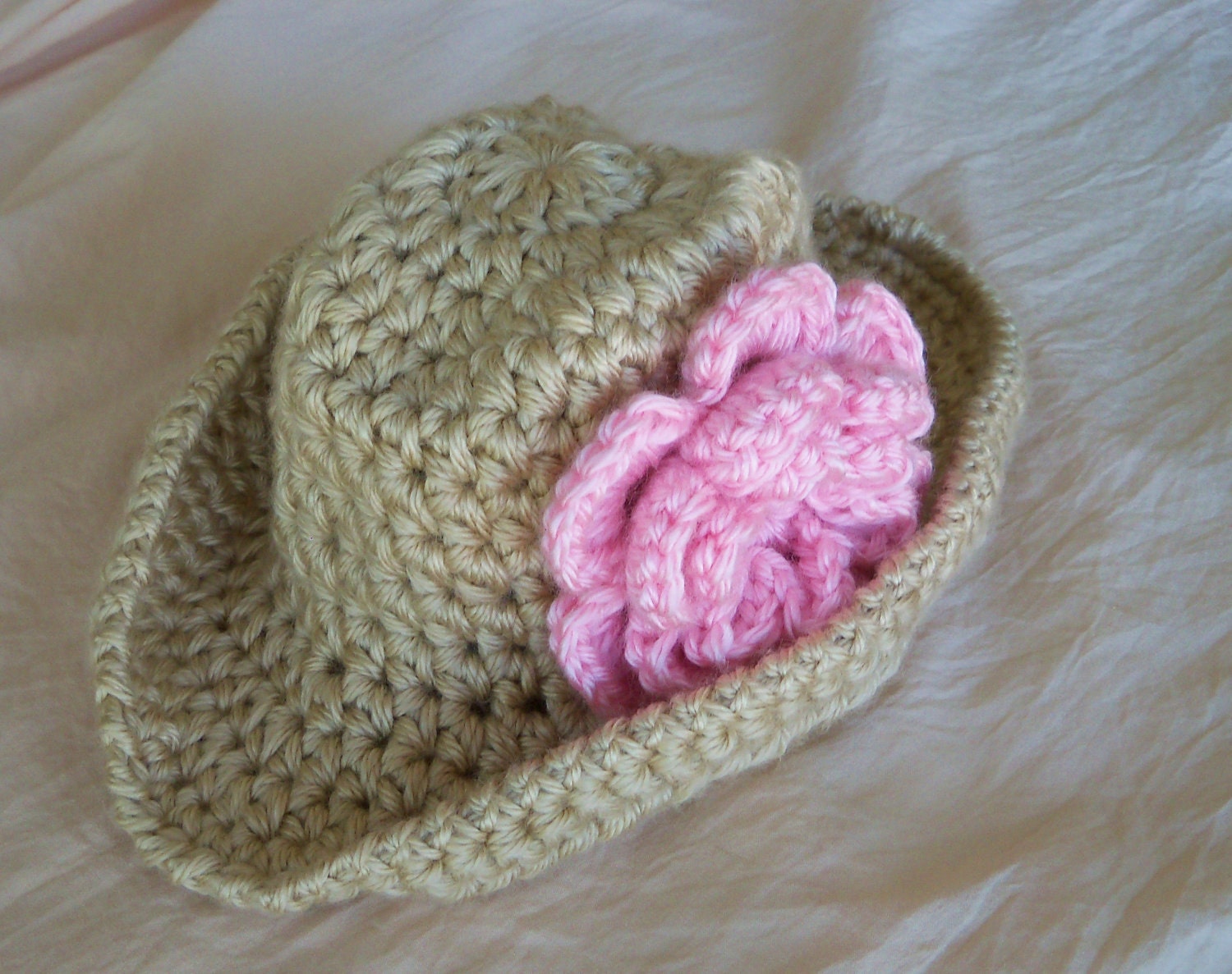 Cowboy Hat -Baby Cowgirl Hat with Flower Clip - Baby Girl Hat -Western Hat -Versatile Baby Hat -by JoJosBootique