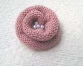 Fiber Pin Brooch Beadwork Jewerly Wool Knitted Rustic Flower Bead Pearl Decor Accessories Women Eco friendly 3" Handmade by dimana