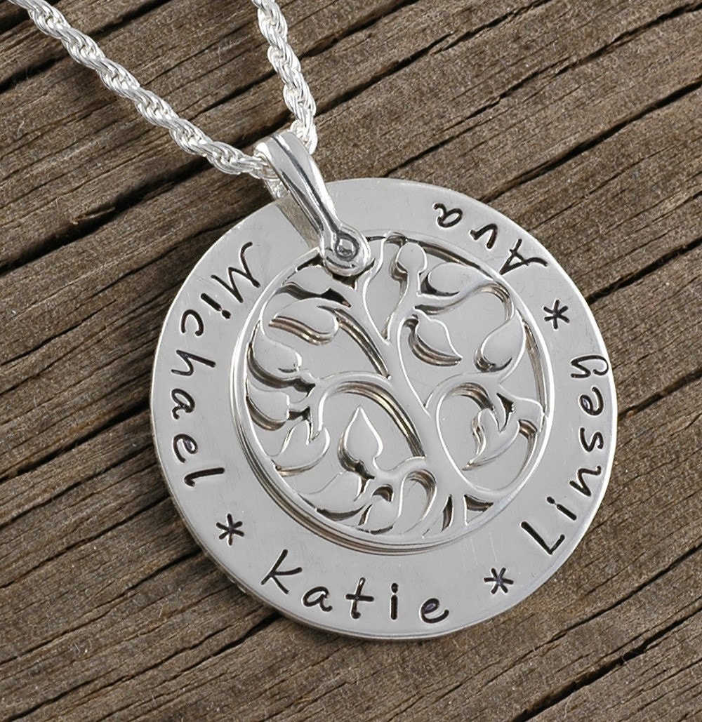 Family Tree - Personalized Name Necklace - Sterling Silver - Tree of Life