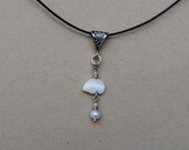 Ivory White Carved Bear Necklace with Pearl Dangle Charm and Hill Tribe Silver Accent Beads