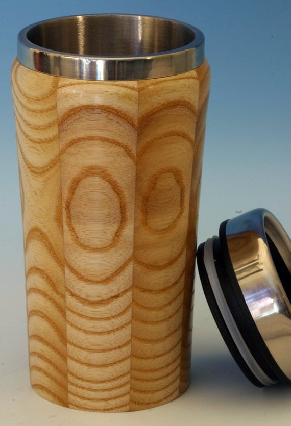 Wooden Travel Mug with Stainless Steel Insert by SagelandStudio