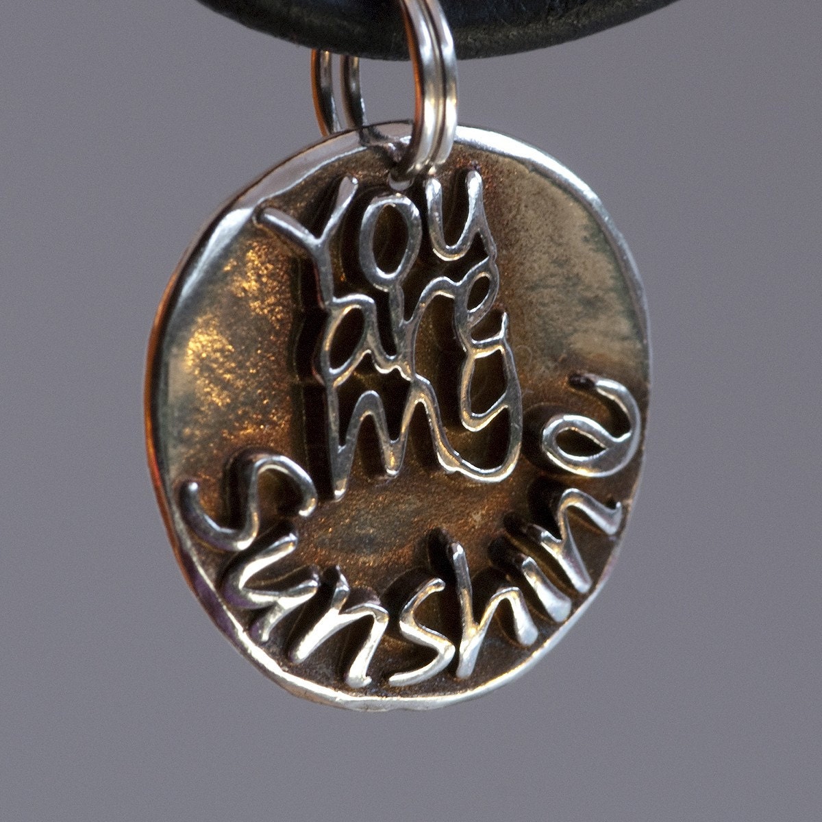 My sunshine  (012) ... Inspirational quote Silver pendant