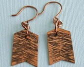 copper earrings geometric handcut textured