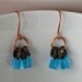 bicycle chain jewelry blue glass earrings, Tour de France bike jewelry