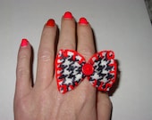 Houndstooth Bow Ring/Ponytail Holder