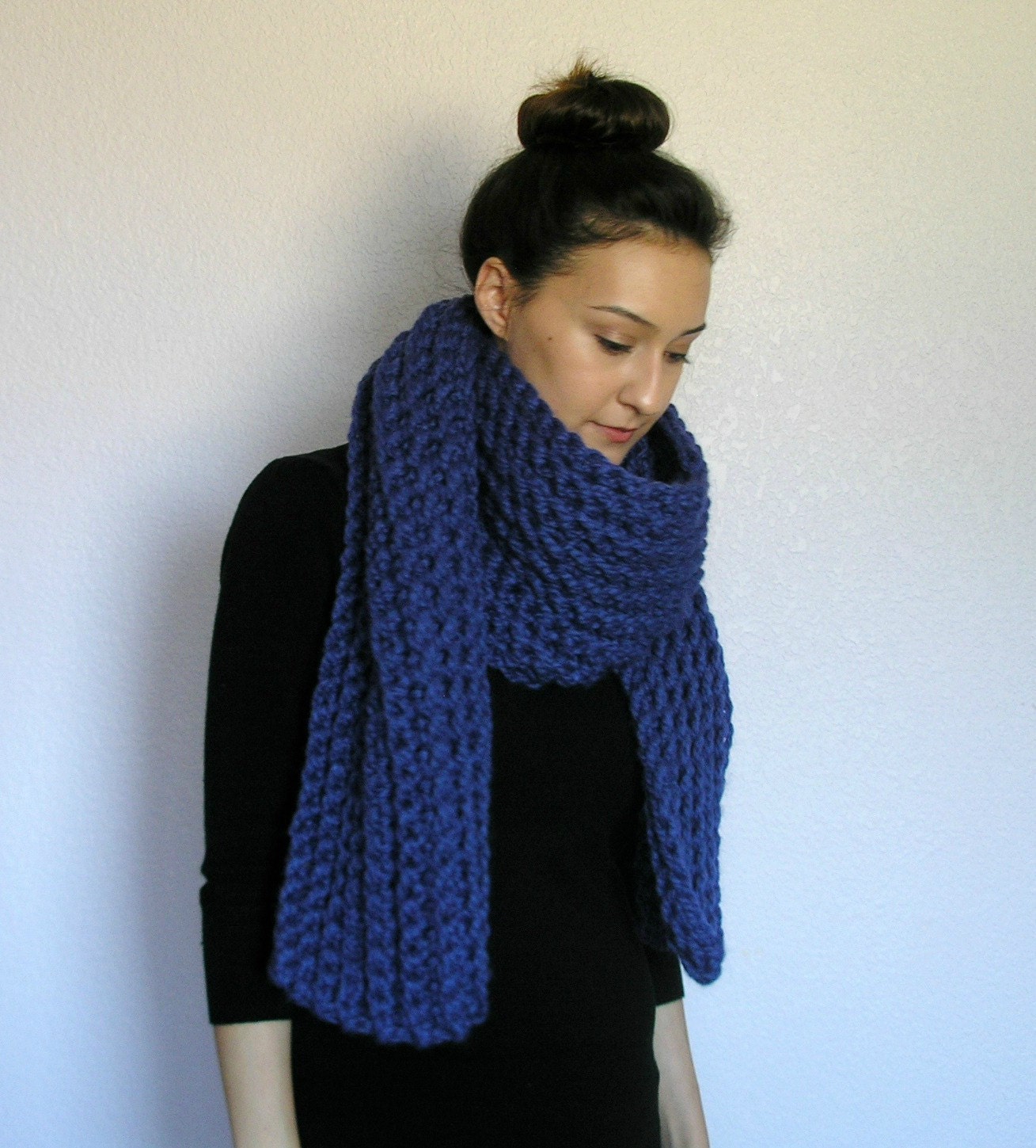 The Bourges, Chunky Long Scarf - COBALT