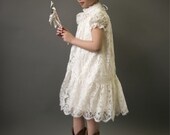 Victorian Lace Flower Girl Dress, Victorian Communion Dress, Ivory or White Lace, vintage style "Olga" CUSTOM  size