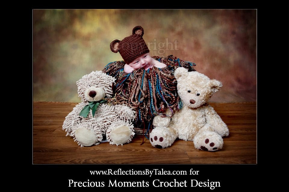 Teddy Bear Baby Crocheted Hat Newborn Photo Prop