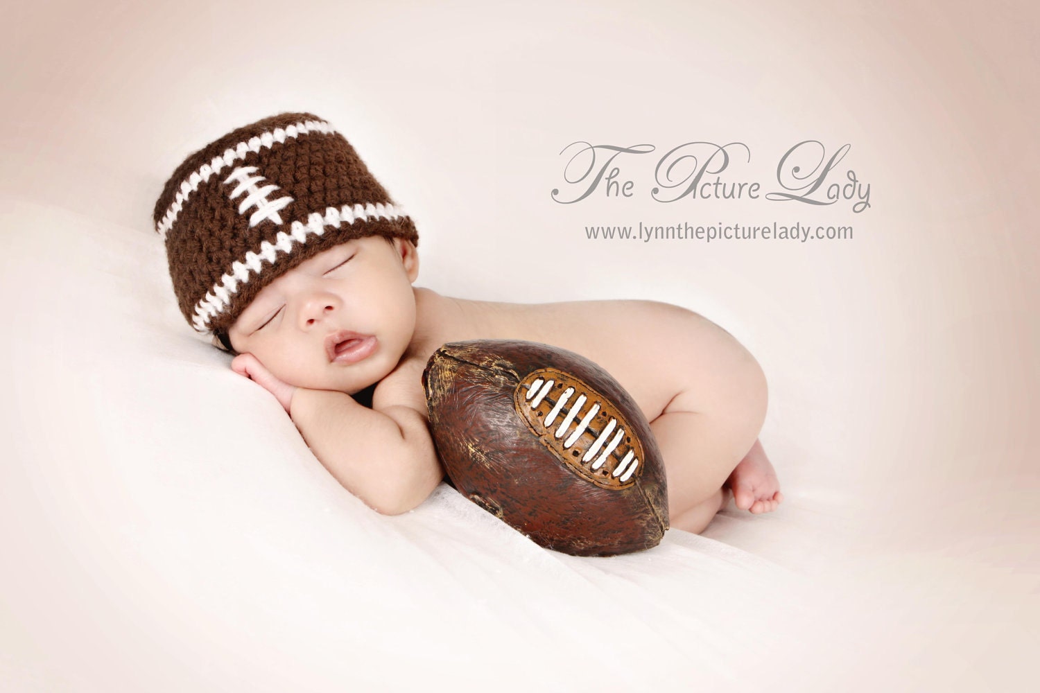 Adorable Football Beanie Newborn Baby Crochet Photo Prop