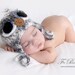 Fuzzy OWL Bird Beanie Hat Newborn Baby Crocheted Unique Photo Prop