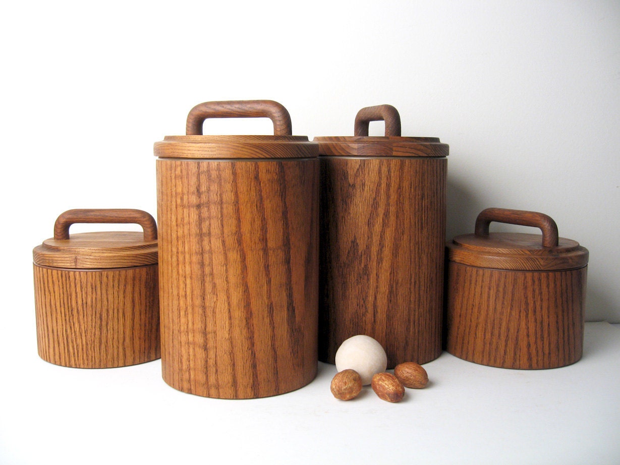 mid century modern wooden canister container by mid century modern wooden canister container by
