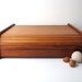 Large Teak Storage Box / Desk Organizer - Danish Modern Tambour Box