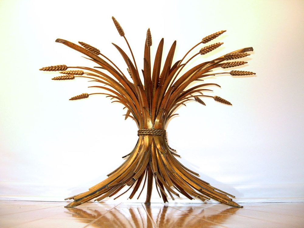 Italian Gilt Sheaf of Wheat Coffee Table - Mid Century Hollywood Regency Style - Decorator Item