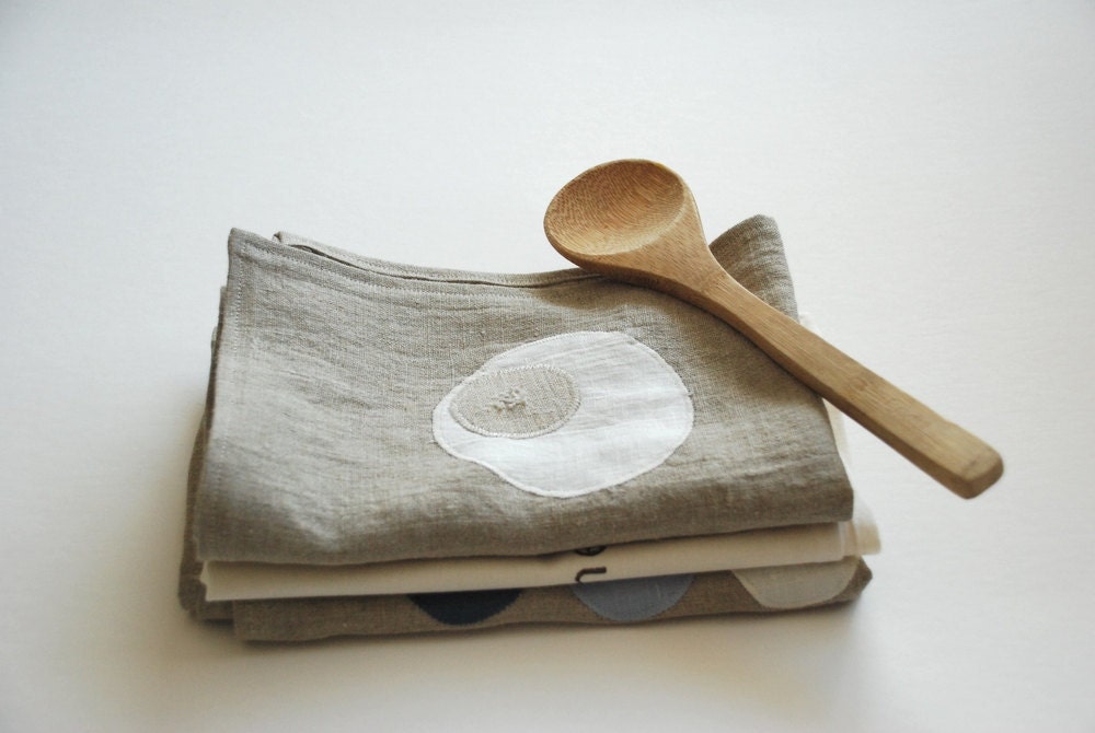 Natural Modern Embroidered Tea Towel