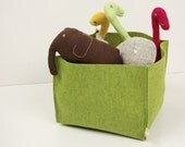 Felt Basket, Natural Wool Green Felt Box
