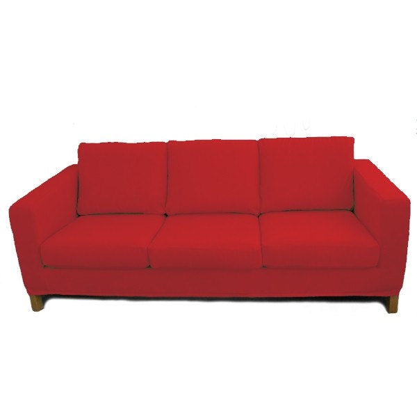 Custom IKEA Karlanda Sofa Slipcover in Red Cotton Twill