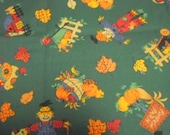 Print Fabric Remnant, Fall Printed Fabric, Sewing Notions, One Yard Fabric, Pumpkins, 1 yard Remnant, Green