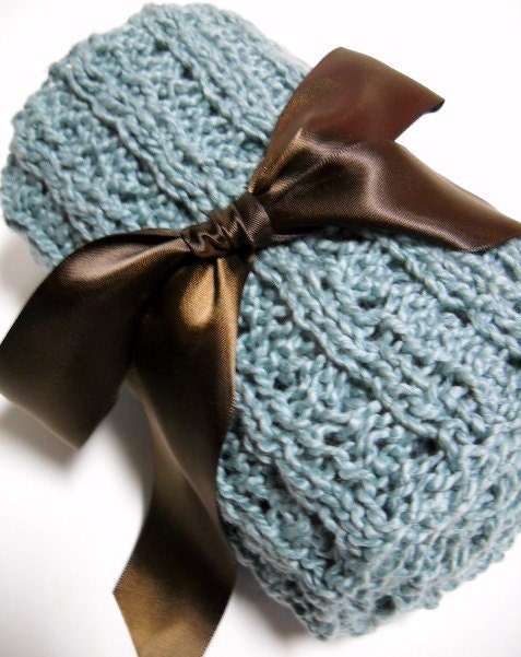 Cotton Infinity Loop Cowl in Grayed Jade by Stitchknit