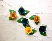 Paper Flower Corsage, Wrist Corsage, Wedding, Blue, Green, Yellow, Rose